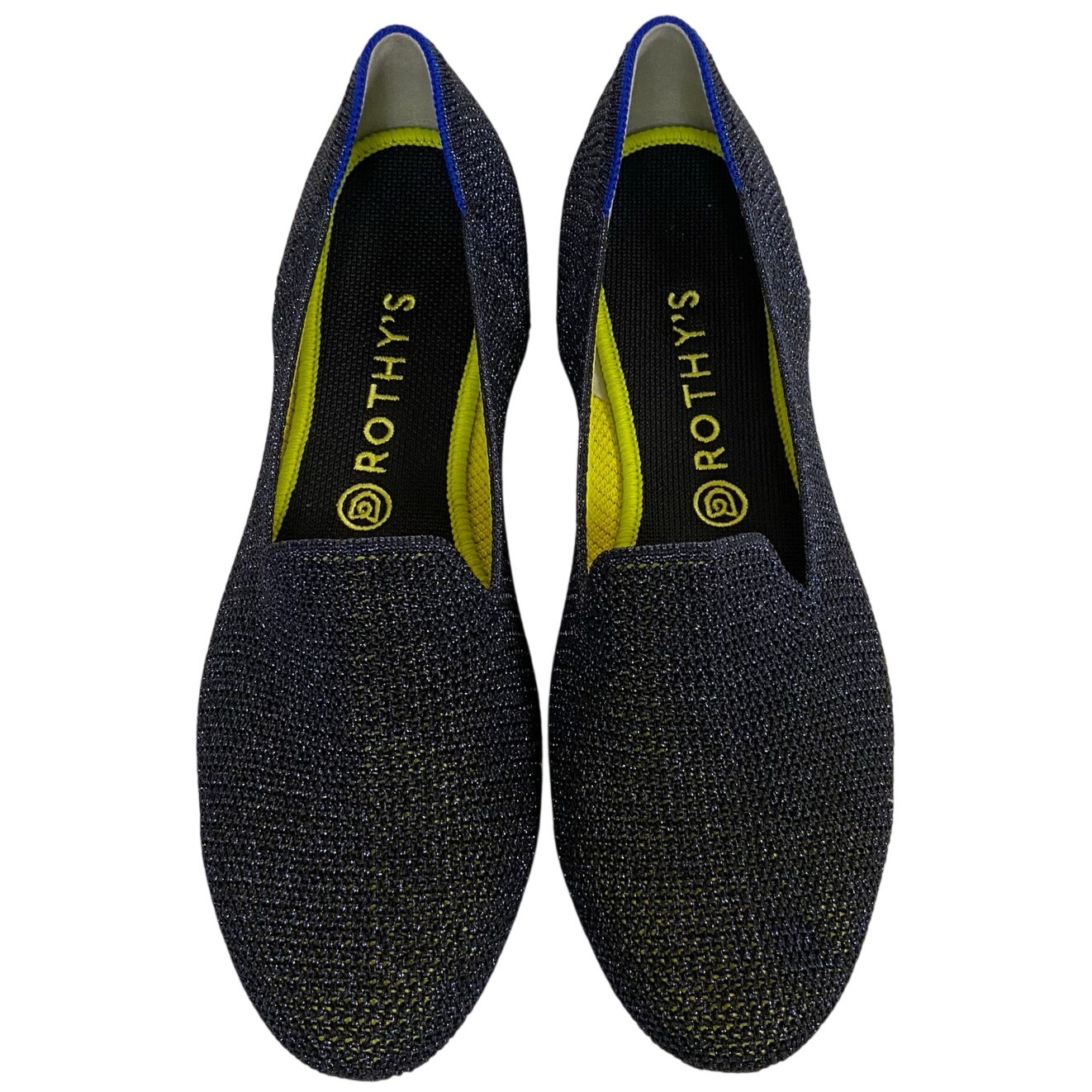 Rothys The Loafer Metallic Lattice Stitch Shimmery Navy Comfort Flats Size 10.5